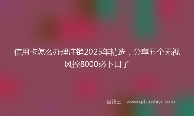 信用卡怎么办理注销2025年精选，分享五个无视风控8000必下口子