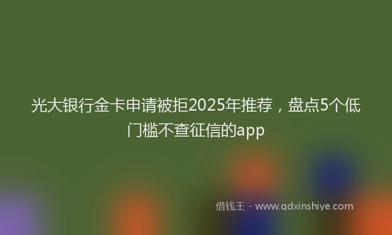 光大银行金卡申请被拒2025年推荐，盘点5个低门槛不查征信的app