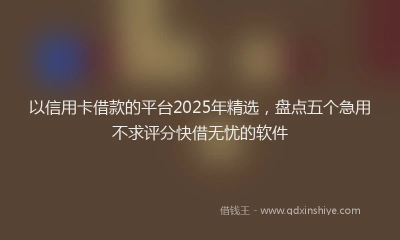 以信用卡借款的平台2025年精选，盘点五个急用不求评分快借无忧的软件