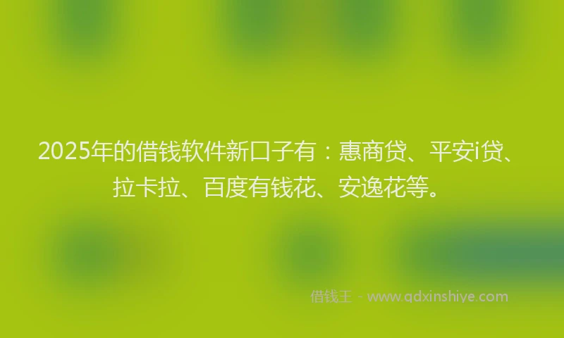 2025年的借钱软件新口子有：惠商贷、平安i贷、拉卡拉、百度有钱花、安逸花等。