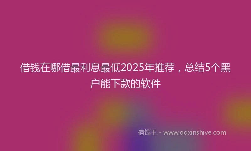 借钱在哪借最利息最低2025年推荐，总结5个黑户能下款的软件