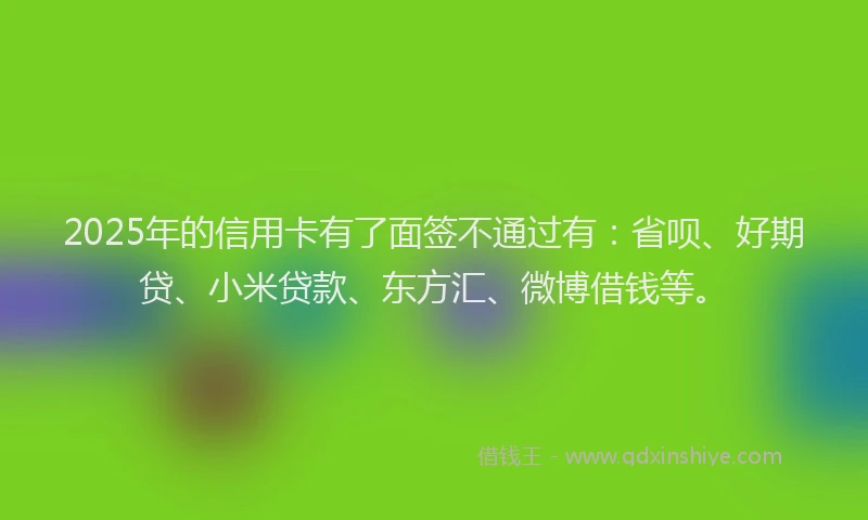2025年的信用卡有了面签不通过有：省呗、好期贷、小米贷款、东方汇、微博借钱等。