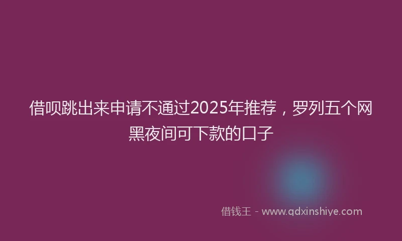借呗跳出来申请不通过2025年推荐，罗列五个网黑夜间可下款的口子