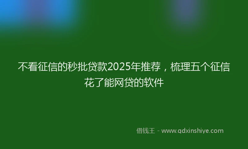 不看征信的秒批贷款2025年推荐，梳理五个征信花了能网贷的软件