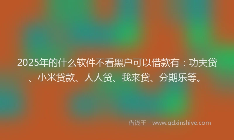 2025年的什么软件不看黑户可以借款有：功夫贷、小米贷款、人人贷、我来贷、分期乐等。