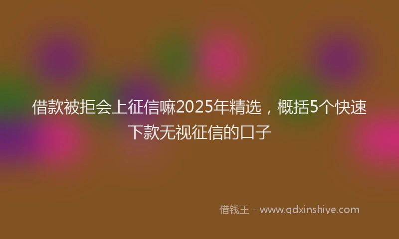借款被拒会上征信嘛2025年精选，概括5个快速下款无视征信的口子