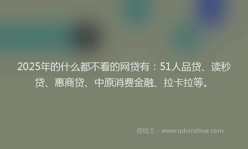 2025年的什么都不看的网贷有：51人品贷、读秒贷、惠商贷、中原消费金融、拉卡拉等。