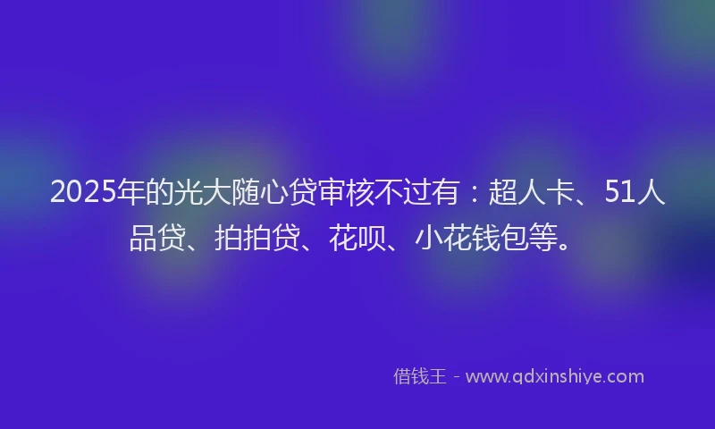 2025年的光大随心贷审核不过有：超人卡、51人品贷、拍拍贷、花呗、小花钱包等。