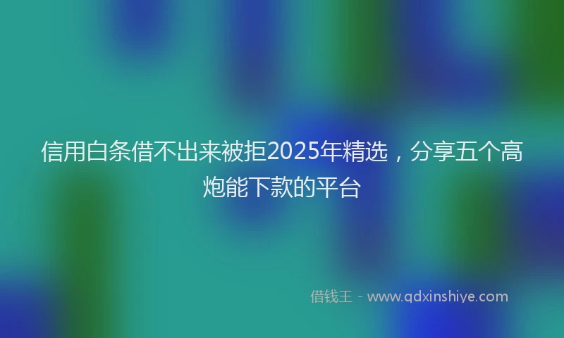 信用白条借不出来被拒2025年精选，分享五个高炮能下款的平台