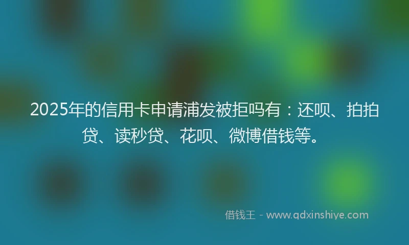2025年的信用卡申请浦发被拒吗有：还呗、拍拍贷、读秒贷、花呗、微博借钱等。