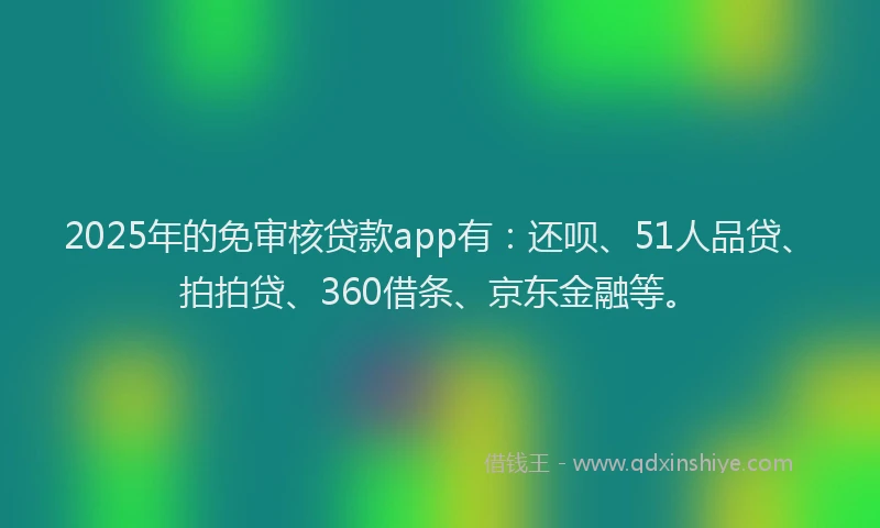 2025年的免审核贷款app有：还呗、51人品贷、拍拍贷、360借条、京东金融等。