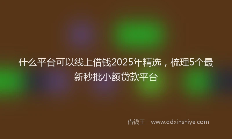 什么平台可以线上借钱2025年精选，梳理5个最新秒批小额贷款平台