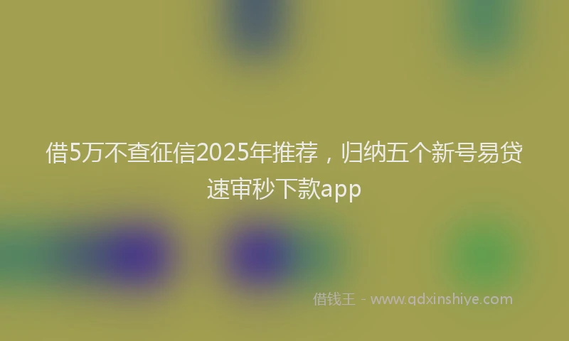 借5万不查征信2025年推荐，归纳五个新号易贷速审秒下款app