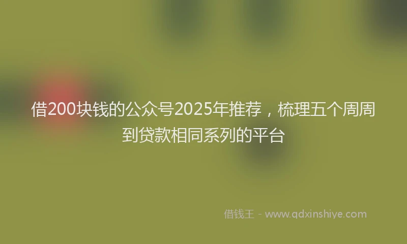 借200块钱的公众号2025年推荐，梳理五个周周到贷款相同系列的平台