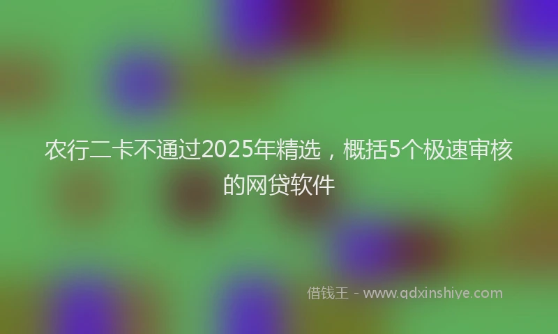 农行二卡不通过2025年精选，概括5个极速审核的网贷软件