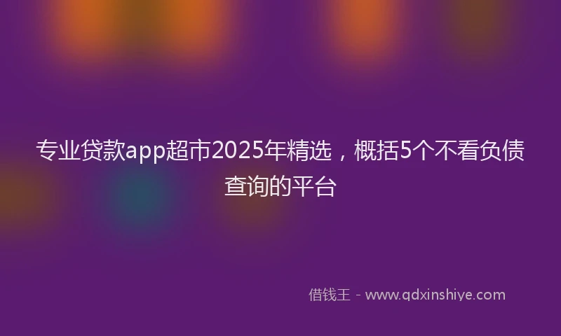 专业贷款app超市2025年精选，概括5个不看负债查询的平台