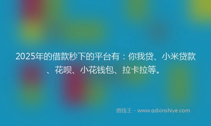 2025年的借款秒下的平台有：你我贷、小米贷款、花呗、小花钱包、拉卡拉等。
