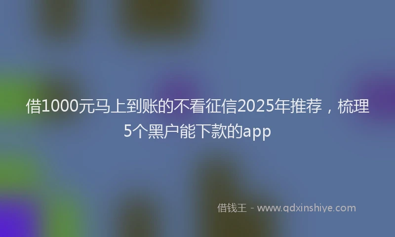 借1000元马上到账的不看征信2025年推荐，梳理5个黑户能下款的app