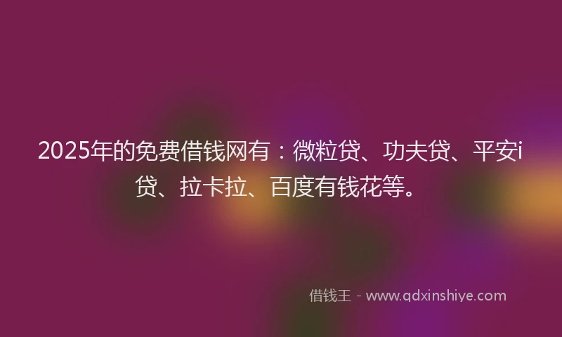 2025年的免费借钱网有：微粒贷、功夫贷、平安i贷、拉卡拉、百度有钱花等。