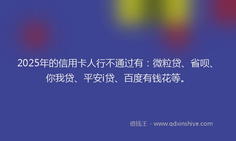 2025年的信用卡人行不通过有：微粒贷、省呗、你我贷、平安i贷、百度有钱花等。