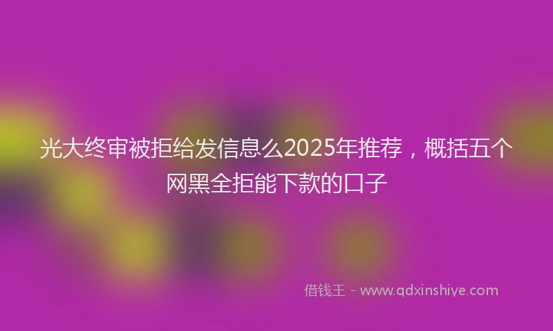 光大终审被拒给发信息么2025年推荐，概括五个网黑全拒能下款的口子