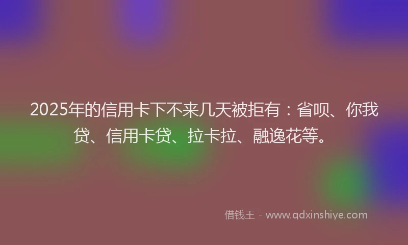 2025年的信用卡下不来几天被拒有：省呗、你我贷、信用卡贷、拉卡拉、融逸花等。