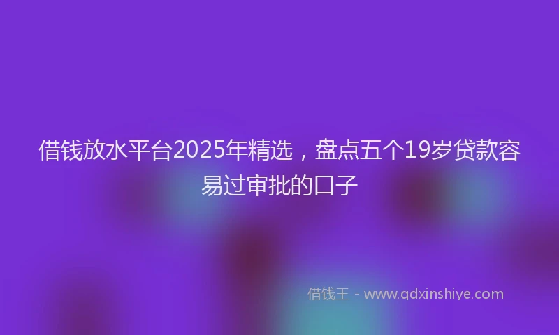 借钱放水平台2025年精选，盘点五个19岁贷款容易过审批的口子