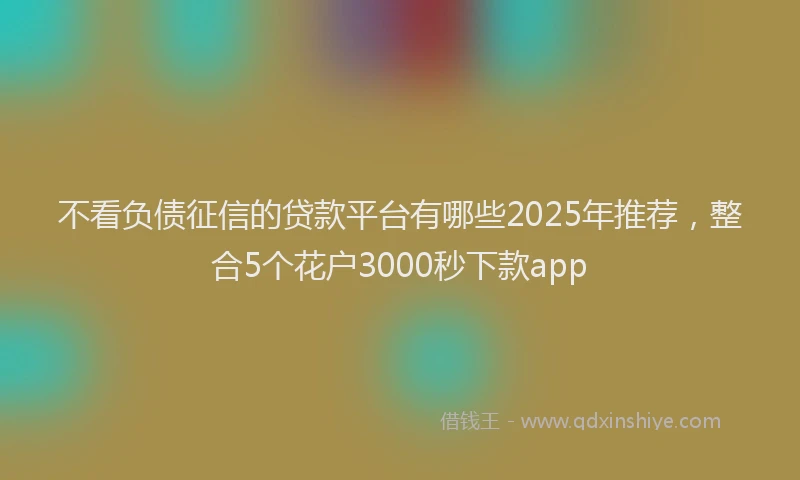 不看负债征信的贷款平台有哪些2025年推荐，整合5个花户3000秒下款app