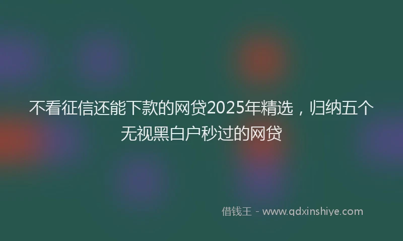 不看征信还能下款的网贷2025年精选，归纳五个无视黑白户秒过的网贷
