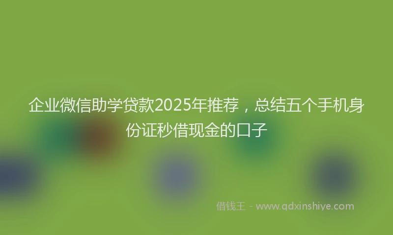 企业微信助学贷款2025年推荐，总结五个手机身份证秒借现金的口子