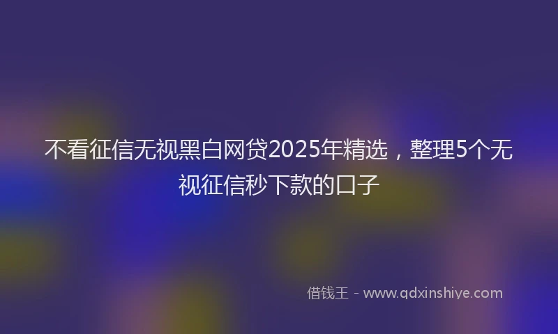 不看征信无视黑白网贷2025年精选，整理5个无视征信秒下款的口子