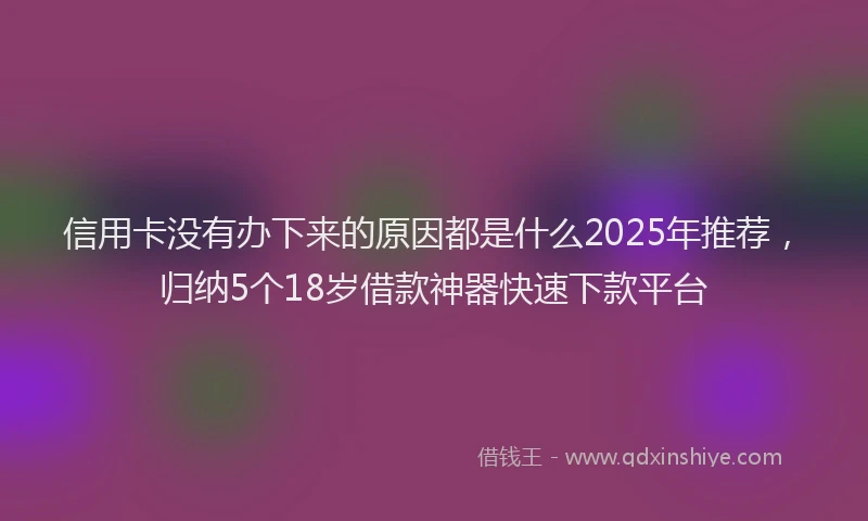 信用卡没有办下来的原因都是什么2025年推荐，归纳5个18岁借款神器快速下款平台