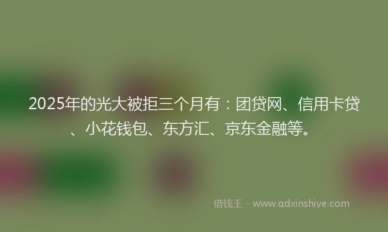 2025年的光大被拒三个月有：团贷网、信用卡贷、小花钱包、东方汇、京东金融等。
