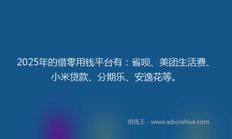 2025年的借零用钱平台有：省呗、美团生活费、小米贷款、分期乐、安逸花等。
