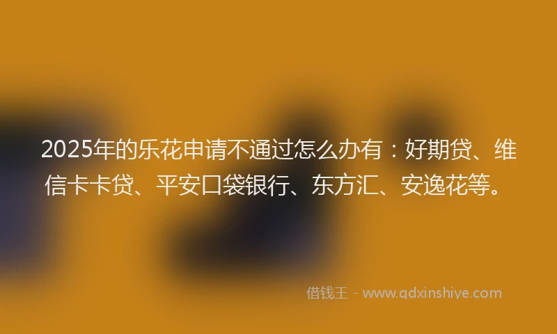 2025年的乐花申请不通过怎么办有：好期贷、维信卡卡贷、平安口袋银行、东方汇、安逸花等。