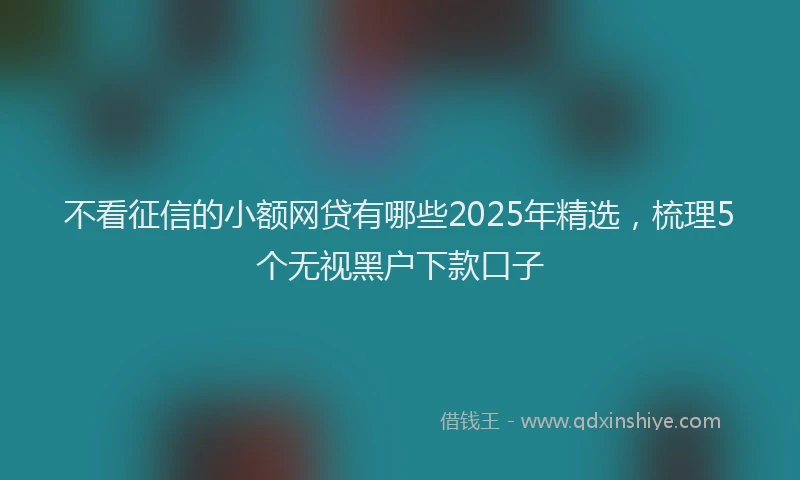 不看征信的小额网贷有哪些2025年精选，梳理5个无视黑户下款口子