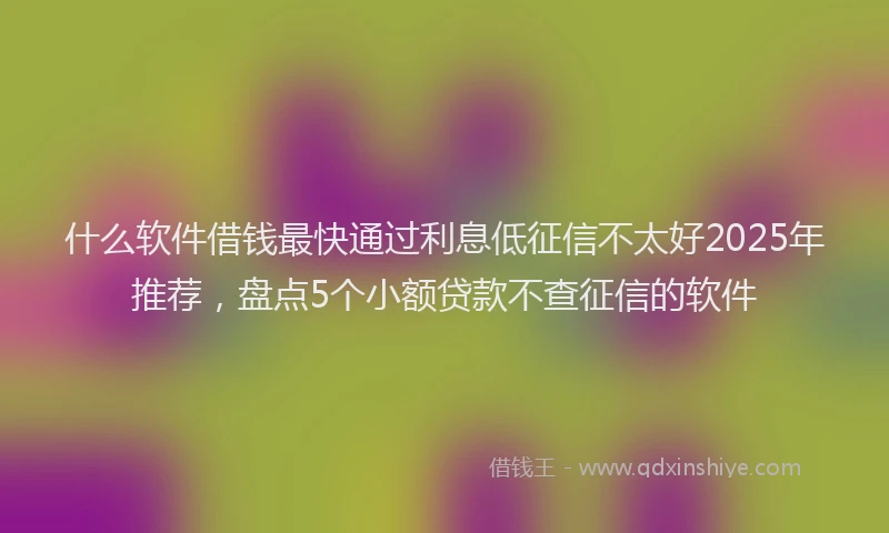 什么软件借钱最快通过利息低征信不太好2025年推荐，盘点5个小额贷款不查征信的软件
