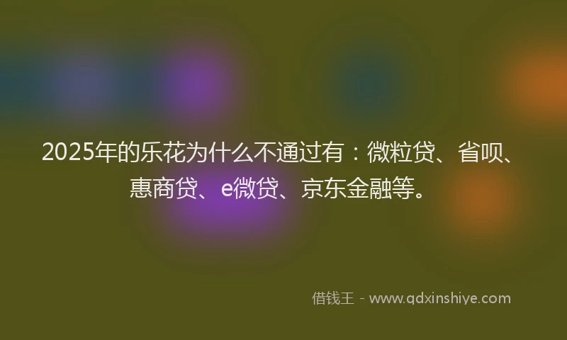 2025年的乐花为什么不通过有：微粒贷、省呗、惠商贷、e微贷、京东金融等。