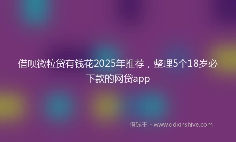 借呗微粒贷有钱花2025年推荐，整理5个18岁必下款的网贷app