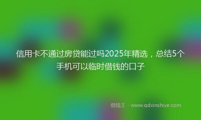 信用卡不通过房贷能过吗2025年精选，总结5个手机可以临时借钱的口子