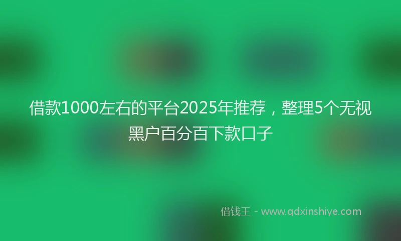 借款1000左右的平台2025年推荐，整理5个无视黑户百分百下款口子