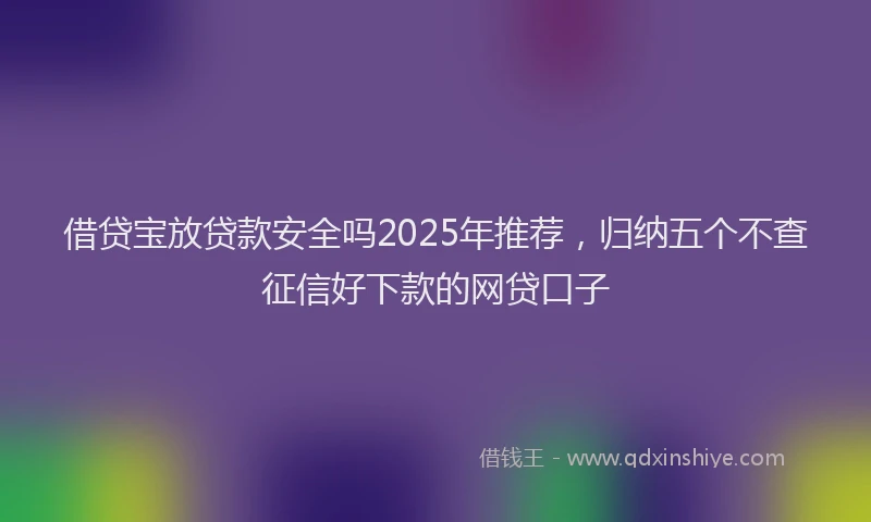 借贷宝放贷款安全吗2025年推荐，归纳五个不查征信好下款的网贷口子