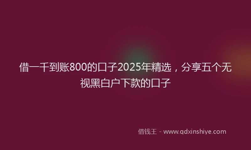 借一千到账800的口子2025年精选，分享五个无视黑白户下款的口子