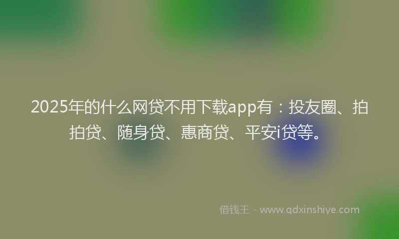 2025年的什么网贷不用下载app有：投友圈、拍拍贷、随身贷、惠商贷、平安i贷等。