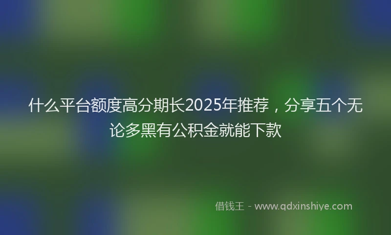 什么平台额度高分期长2025年推荐，分享五个无论多黑有公积金就能下款