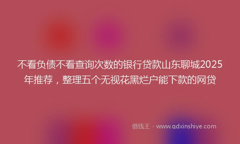 不看负债不看查询次数的银行贷款山东聊城2025年推荐，整理五个无视花黑烂户能下款的网贷