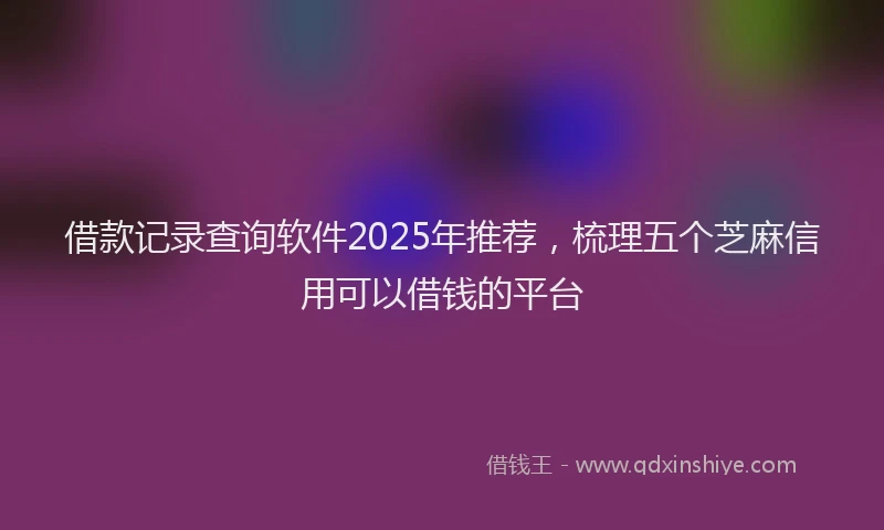 借款记录查询软件2025年推荐，梳理五个芝麻信用可以借钱的平台