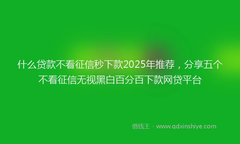 什么贷款不看征信秒下款2025年推荐，分享五个不看征信无视黑白百分百下款网贷平台