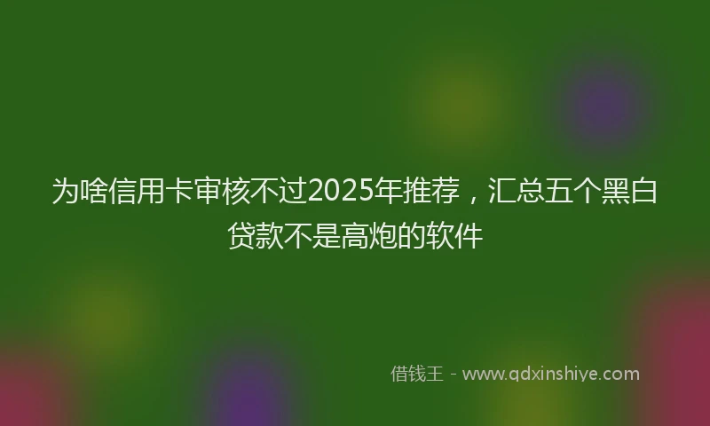 为啥信用卡审核不过2025年推荐，汇总五个黑白贷款不是高炮的软件
