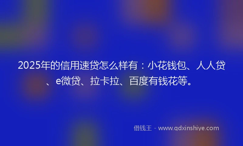 2025年的信用速贷怎么样有：小花钱包、人人贷、e微贷、拉卡拉、百度有钱花等。